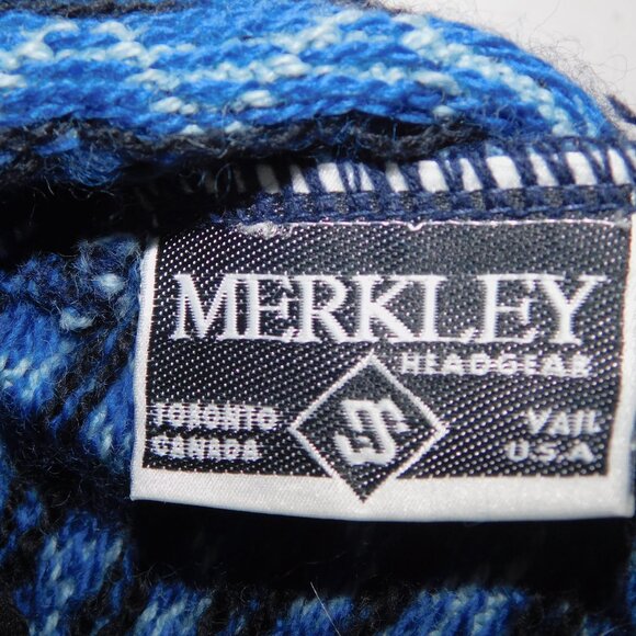 VTG Merkley Headgear M2 Blue Black Unisex Adult Wool Winter Skiing Hat Toque - Picture 4 of 8